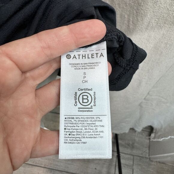 Athleta Casual Tank Top Tunic Size Small Black Gathered Side Ultrasoft Flowy - Picture 6 of 8